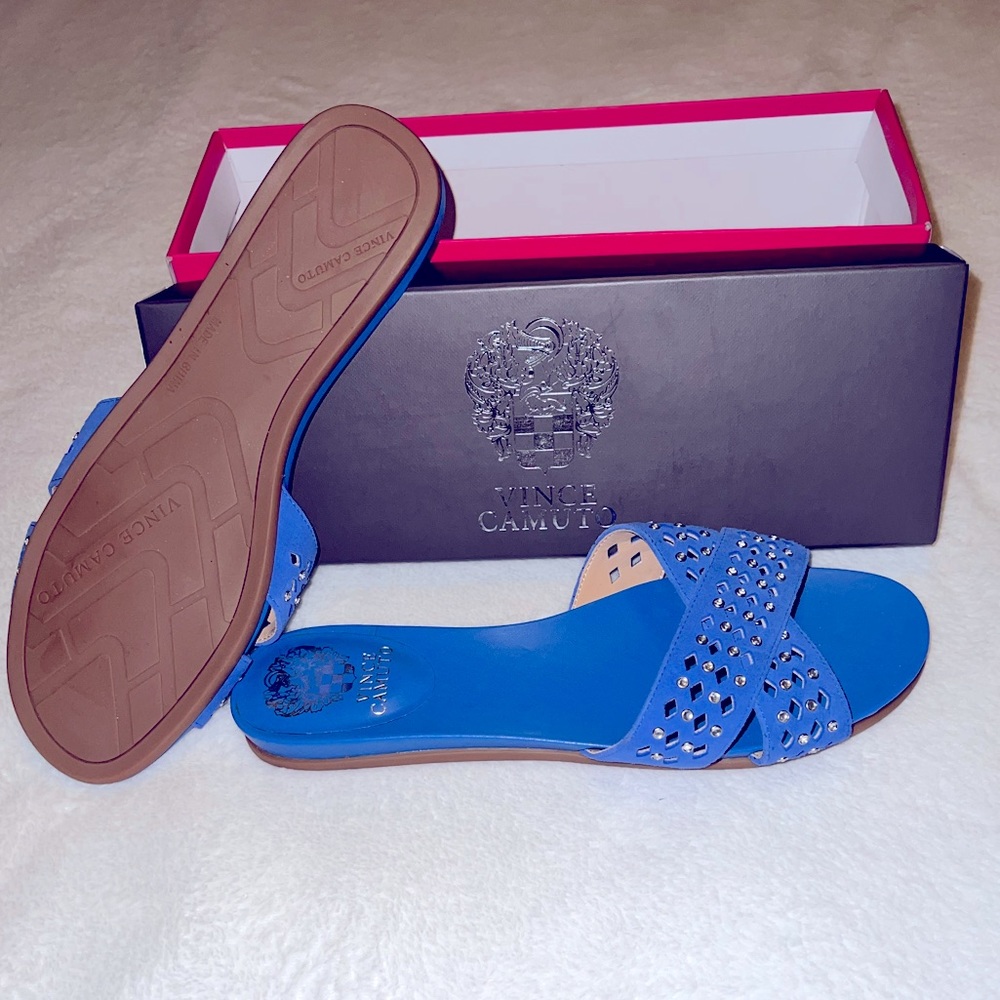 Vince Camuto blue slide sandal